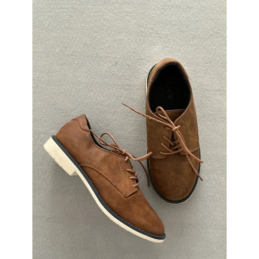 The Childrens Place Oxford Shoes Size 5 Cognac Brown Faux Suede Lace Up